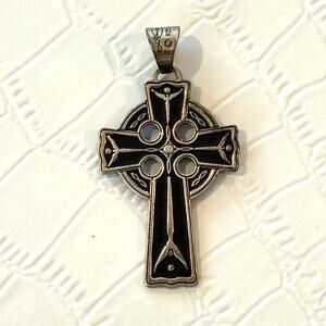Lavaggi Sterling Silver .925 and 14k Gold Celtic Cross Pendent Reversible
